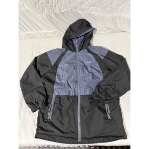 MGEOY Kids Windbreaker Jacket Hooded Colorblock Black Blue Size 160 Lightweight